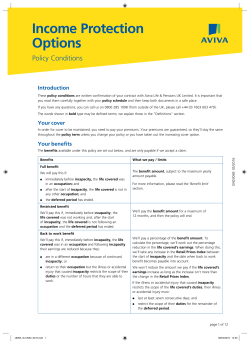 Policy conditions for Income Protection Options