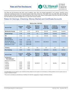 Rate and Fee Disclosures - CU Hawaii Federal Credit Union