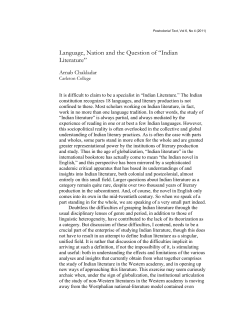Language, Nation and the Question of &ldquo;Indian Literature&rdquo;