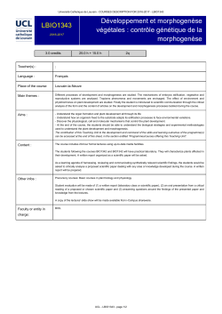 D&eacute;veloppement et morphogen&egrave;se v&eacute;g&eacute;tales : contr&ocirc;le