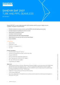 Sandvik SAF 2507 &mdash; Sandvik Materials Technology