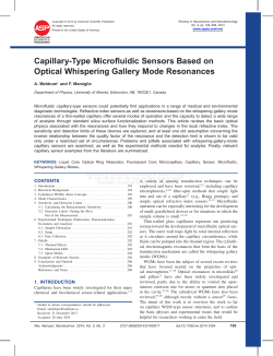 Capillary-Type Microfluidic Sensors Based on Optical Whispering