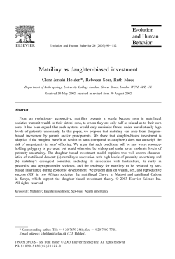 Matriliny as daughter-biased investment