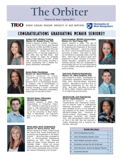 Orbiter Volume 22 Issue 1 - University of New Hampshire