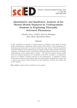 Quantitative and Qualitative Analysis of the Mental Models Deployed