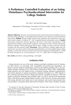 A Preliminary Controlled Evaluation of an Eating Disturbance