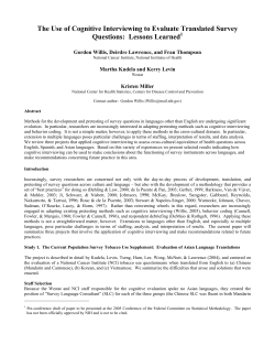 The Use of Cognitive Interviewing to Evaluate Translated Survey