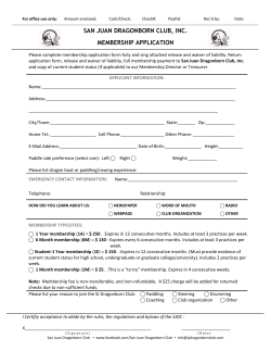 SAN JUAN DRAGONBORN CLUB, INC. MEMBERSHIP APPLICATION