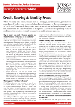 Money - Credit Scoring and Credit Reference files