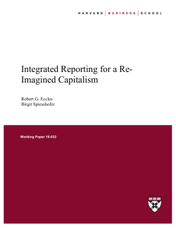 Integrated Reporting for a Re- Imagined Capitalism