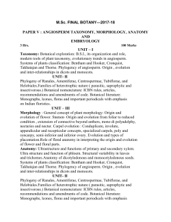 M.Sc. FINAL BOTANY&mdash;2017-18 PAPER V : ANGIOSPERM