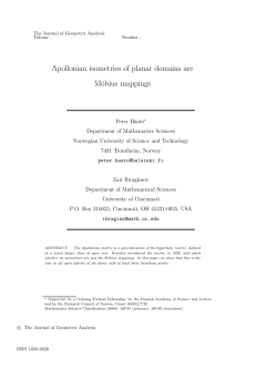 Apollonian isometries of planar domains are M&ouml;bius mappings