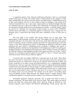 GUNS POLITICS AND REASON