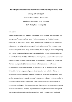 The entrepreneurial mindset: motivational structures and