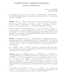 ANALYSIS IN MANY VARIABLES II (MATH 2031) Solutions to