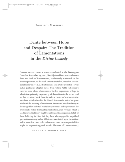 Dante between Hope and Despair: The Tradition of Lamentations in