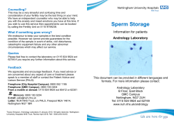 Sperm Storage - Nottingham University Hospitals NHS Trust