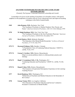 apa/nimh vestermark psychiatry educator award