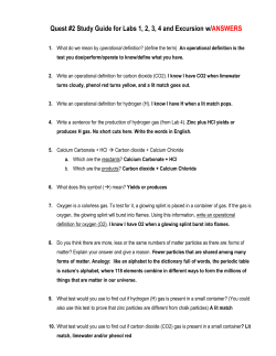 Quest #2 Study Guide for Labs 1, 2, 3, 4 and Excursion w/ANSWERS