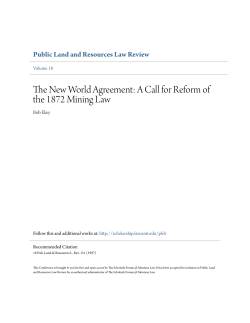 The New World Agreement: A Call for Reform of the 1872 Mining Law