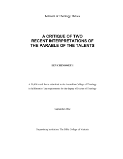 A Critique Of Two Recent Interpretations Of The Parable Of The