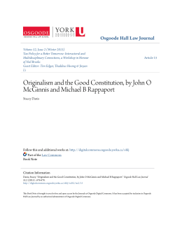 Originalism and the Good Constitution, by John O McGinnis and