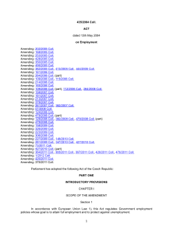 435/2004 Coll. ACT dated 13th May 2004 on Employment
