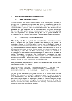 First World War Thesaurus - Appendix 1