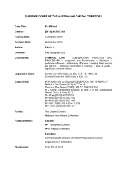 2016-10-26 R v Millard [2016] ACTSC 305