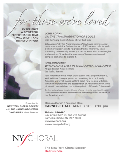 CARNEGIE HALL APRIL 8, 2015 8:00 pm