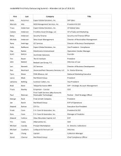 insideARM First Party Outsourcing Summit &ndash; Attendee List (as of