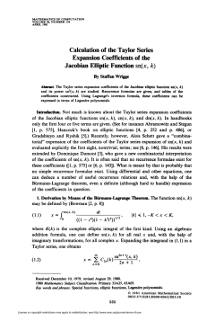 Calculation of the Taylor Series Expansion Coefficients of the