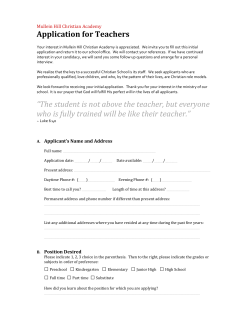 Teacher Application - Mullein Hill Christian Academy