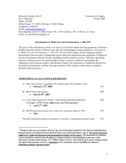 Historical Studies 423 L01 - Department of History | University of