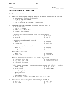 phys-1305 ch-1 homework chapter-1: a world view