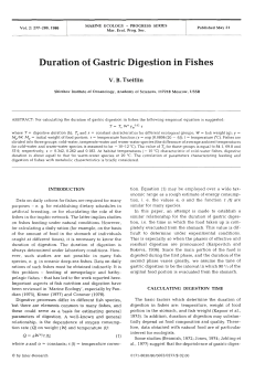 Duration of Gastric Digestion in Fishes