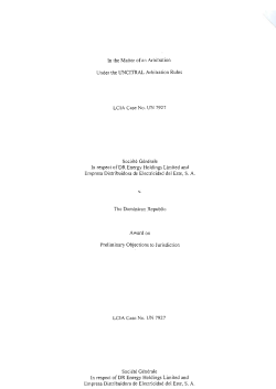 Award on Preliminary Objections to Jurisdiction