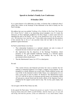 Speech to Jordan`s Family Law Conference by The Hon. Mr Justice