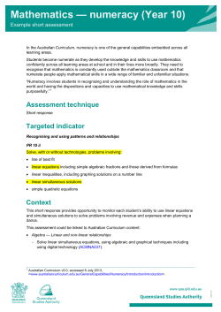 Mathematics - numeracy