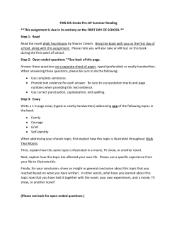 FMS 6th Grade Pre-AP Summer Reading **This assignment is due