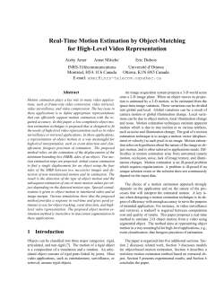 Real-Time Motion Estimation by Object-Matching for
