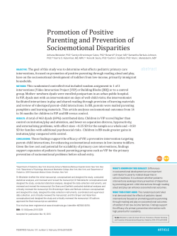 Promotion of Positive Parenting and Prevention of Socioemotional