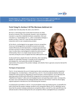 Tech-Tying Vs. Section 2 Of The Sherman Antitrust Act