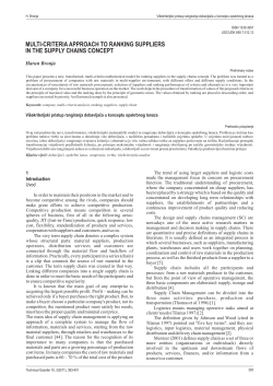 multi-criteria approach to ranking suppliers in the supply chains