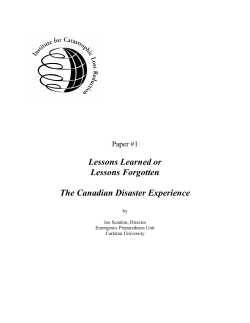 Lessons Learned or Lessons Forgotten The Canadian Disaster
