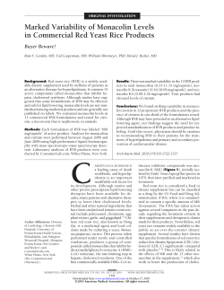 Marked Variability of Monacolin Levels in Commercial Red Yeast
