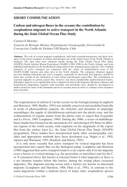 Carbon and nitrogen fluxes in the oceans: the contribution by