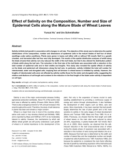 Effect of Salinity on the Composition, Number and Size of Epidermal