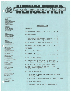 September 1985 - California Association of Criminalists