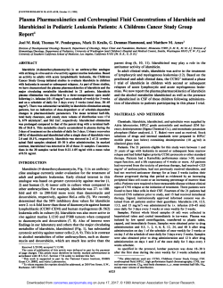 Plasma Pharmacokinetics and Cerebrospinal